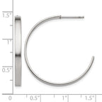 Chisel Stainless Steel Polished 33mm Diameter 3mm J Hoop Post Earrings