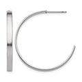 Chisel Stainless Steel Polished 33mm Diameter 3mm J Hoop Post Earrings