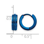 Chisel Stainless Steel Polished Blue IP-plated Laser cut 4mm Hinged Hoop Earrings