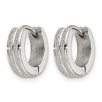 Chisel Stainless Steel Polished Laser cut 4mm Hinged Hoop Earrings