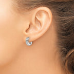 Chisel Stainless Steel Polished Laser cut 4mm Hinged Hoop Earrings
