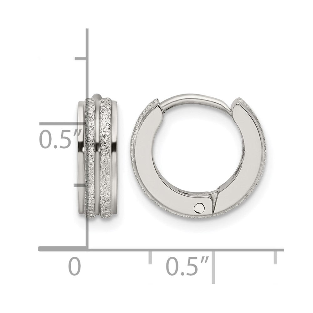 Chisel Stainless Steel Polished Laser cut 4mm Hinged Hoop Earrings