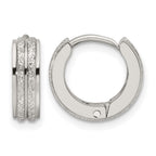 Chisel Stainless Steel Polished Laser cut 4mm Hinged Hoop Earrings