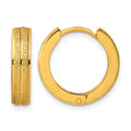 Chisel Stainless Steel Polished Yellow IP-plated Laser cut 4mm Hinged Hoop Earrings