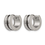 Chisel Stainless Steel Polished Black IP-Plated Laser cut 7mm Hoop Earrings