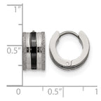 Chisel Stainless Steel Polished Black IP-Plated Laser cut 7mm Hoop Earrings