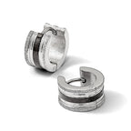 Chisel Stainless Steel Polished Black IP-Plated Laser cut 7mm Hoop Earrings