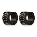 Chisel Stainless Steel Polished Black IP-plated 7mm Hinged Hoop Earrings