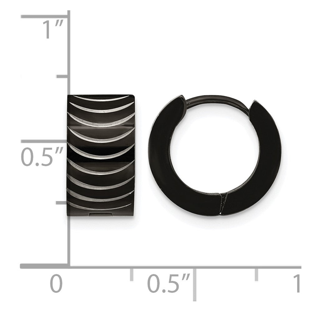 Chisel Stainless Steel Polished Black IP-plated 7mm Hinged Hoop Earrings