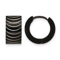 Chisel Stainless Steel Polished Black IP-plated 7mm Hinged Hoop Earrings