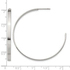 Chisel Stainless Steel Polished 44mm Diameter 3mm J Hoop Post Earrings