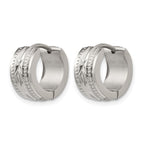Chisel Stainless Steel Polished and Textured 6mm Hinged Hoop Earrings