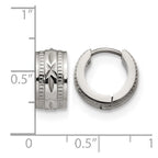 Chisel Stainless Steel Polished and Textured 6mm Hinged Hoop Earrings