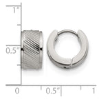 Chisel Stainless Steel Polished and Textured 7mm Hinged Hoop Earrings