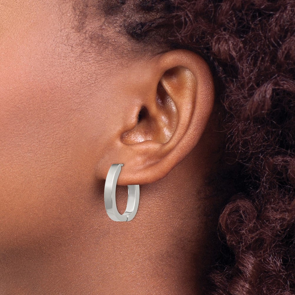 Chisel Stainless Steel Polished 4mm Hinged Hoop Earrings