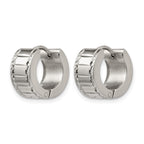 Chisel Stainless Steel Polished and Textured 5mm Hinged Hoop Earrings
