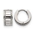 Chisel Stainless Steel Polished and Textured 5mm Hinged Hoop Earrings
