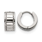 Chisel Stainless Steel Polished and Textured 5mm Hinged Hoop Earrings