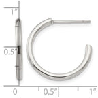 Chisel Stainless Steel Polished 19mm Diameter 2mm J Hoop Post Earrings