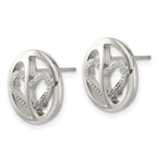Stainless Steel CZ Circle Heart Earrings