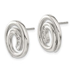 Stainless Steel CZ Swirl Circle Earrings