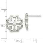 Stainless Steel CZ Clover Earrings