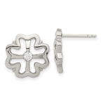 Stainless Steel CZ Clover Earrings