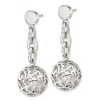 Stainless Steel Heart Cutouts Puffed Circle Post Dangle Earrings