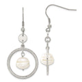 Stainless Steel FW Cultured Pearl Circle Dangle Earrings