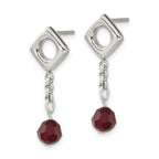 Stainless Steel Red Crystal Post Dangle Earrings