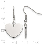 Chisel Stainless Steel Polished Heart Dangle Shepherd Hook Earrings