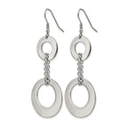 Chisel Stainless Steel Polished Circles Dangle Shepherd Hook Earrings