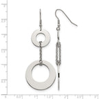 Chisel Stainless Steel Polished Circles Dangle Shepherd Hook Earrings