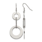 Chisel Stainless Steel Polished Circles Dangle Shepherd Hook Earrings