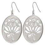 Chisel Stainless Steel Polished Flower Cut out Dangle Shepherd Hook Earrings