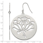 Chisel Stainless Steel Polished Flower Cut out Dangle Shepherd Hook Earrings