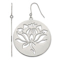 Chisel Stainless Steel Polished Flower Cut out Dangle Shepherd Hook Earrings