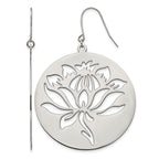 Chisel Stainless Steel Polished Flower Cut out Dangle Shepherd Hook Earrings