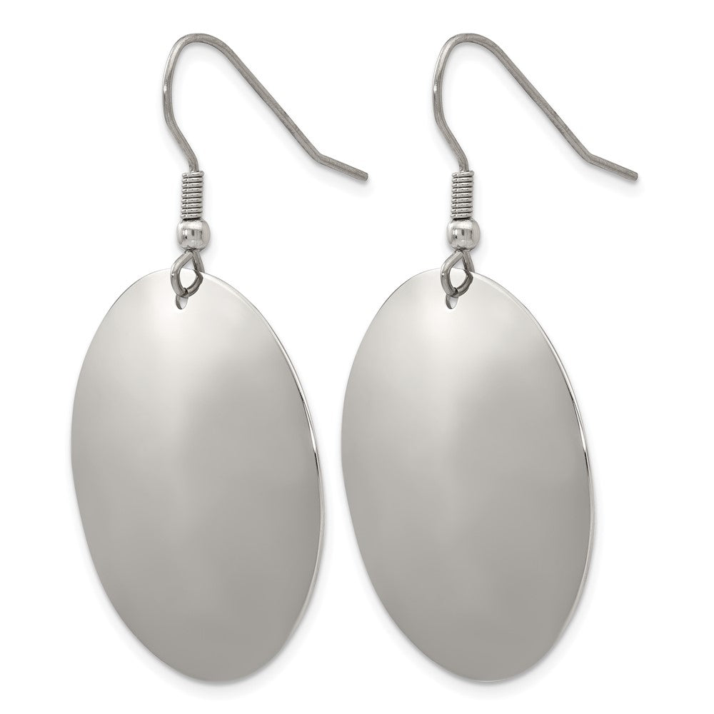 Chisel Stainless Steel Polished Disc Dangle Shepherd Hook Earrings
