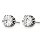 Chisel Stainless Steel Antiqued and Polished Round CZ Post Earrings