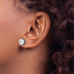 Chisel Stainless Steel Antiqued and Polished Round CZ Post Earrings
