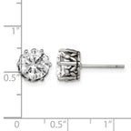 Chisel Stainless Steel Antiqued and Polished Round CZ Post Earrings