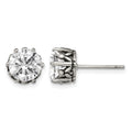 Chisel Stainless Steel Antiqued and Polished Round CZ Post Earrings