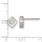 Chisel Stainless Steel Brushed with CZ Diamond-shaped Post Earrings