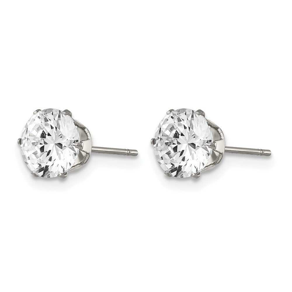 Chisel Stainless Steel Polished 7mm Round CZ Stud Post Earrings