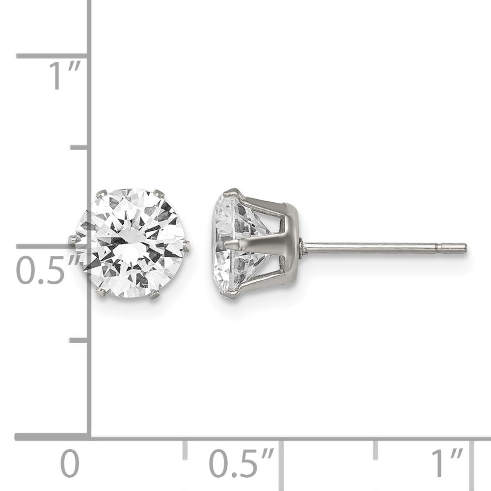 Chisel Stainless Steel Polished 7mm Round CZ Stud Post Earrings