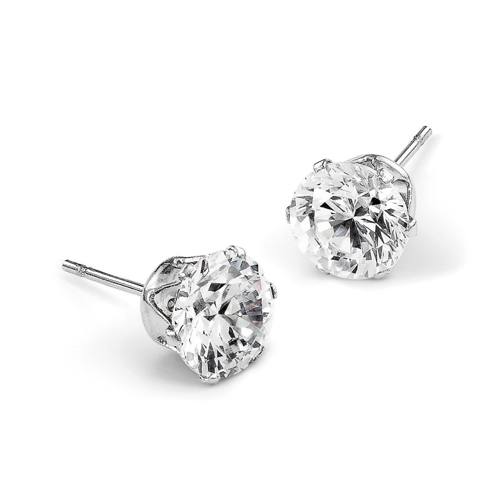 Chisel Stainless Steel Polished 7mm Round CZ Stud Post Earrings