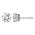Chisel Stainless Steel Polished 7mm Round CZ Stud Post Earrings