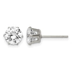 Chisel Stainless Steel Polished 7mm Round CZ Stud Post Earrings