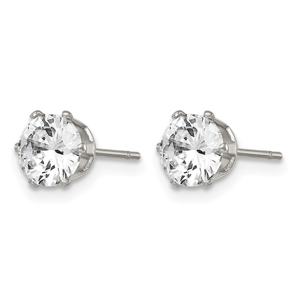Chisel Stainless Steel Polished 6mm Round CZ Stud Post Earrings